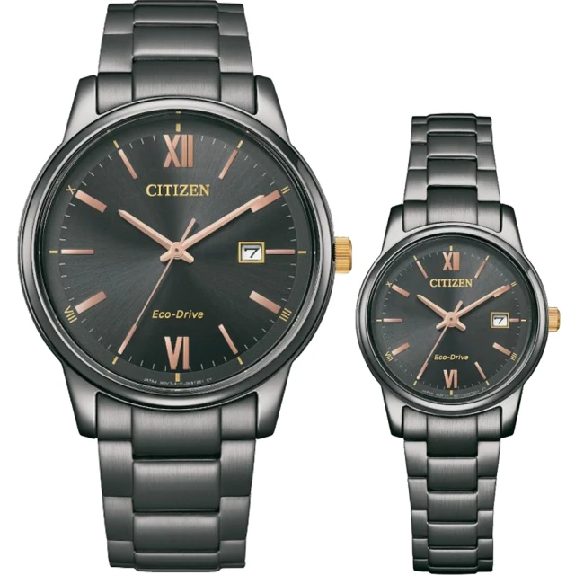 CITIZEN 星辰 Eco-Drive 光動能情侶手錶 對錶-黑(BM6976-72E+EW2316-79E)