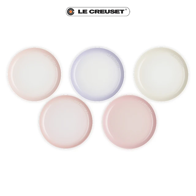 Le Creuset 盒損福利品_瓷器花蕾系列餐盤組17cm-5入(貝殼粉/淡粉紅/淡粉紫/牛奶粉/蛋白霜)