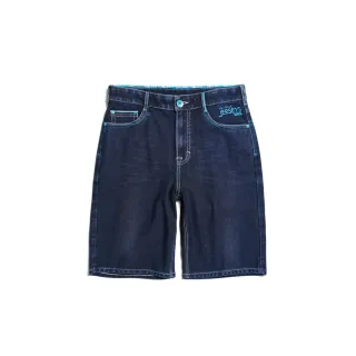 【EDWIN】男裝 加大碼 JERSEYS 迦績 冰河玉寬鬆牛仔短褲(原藍磨)