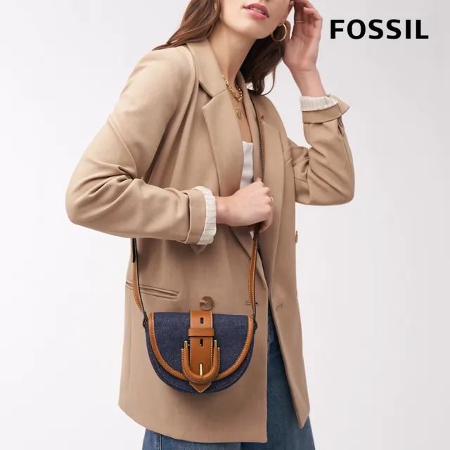 【FOSSIL 官方旗艦館】Harwell 翻蓋馬鞍包-藍色丹寧 ZB1915423