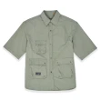 【5th STREET】男裝多口袋設計短袖襯衫-綠色(山形系列)