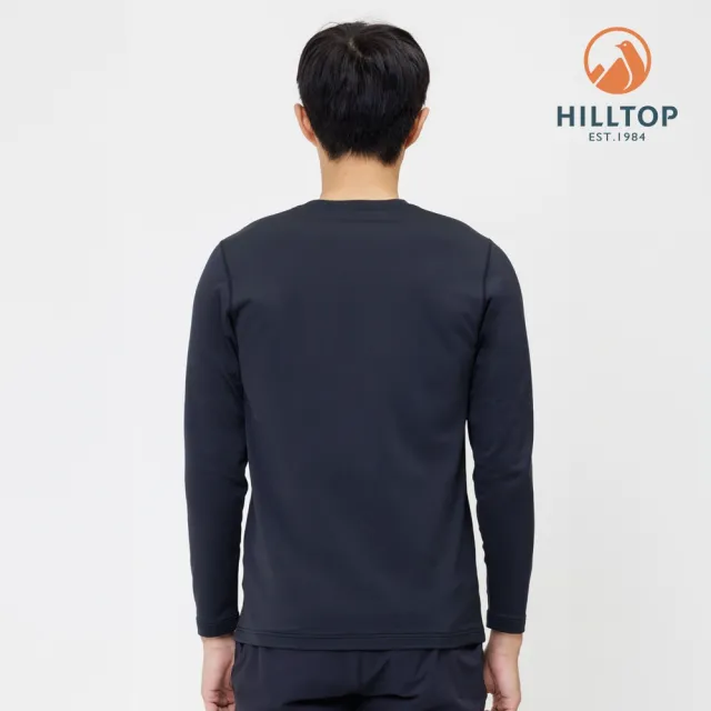 【Hilltop 山頂鳥】POLYGIENE抗菌吸濕快乾保暖彈性圓領長袖衛生衣 男款 黑｜PH56XM88ECA0(厚款)