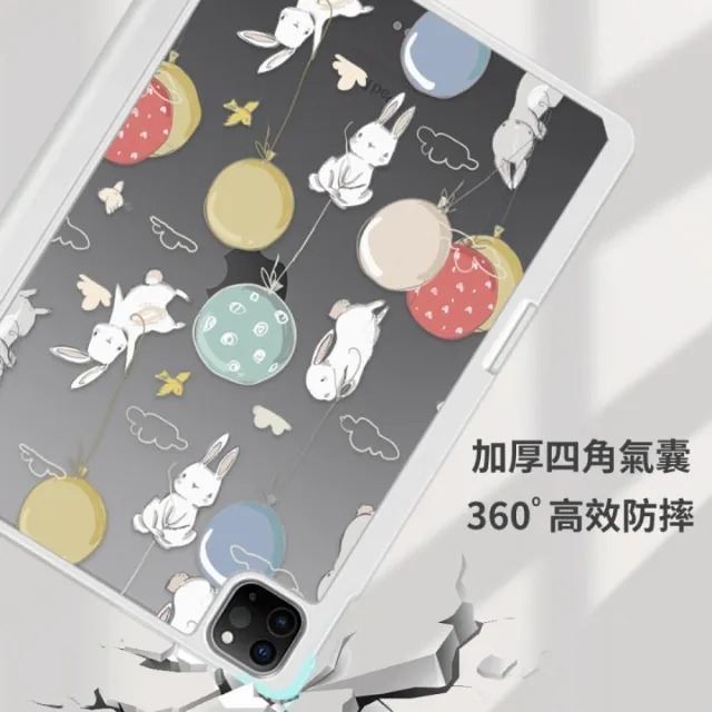 【MOOTUN沐盾】iPad Pro Air3/4/5 七/八/九/十代 磁吸筆槽拆分保護套 mini6 怪獸寶寶(智能休眠喚醒)