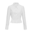 【OUWEY 歐薇】法式珍珠抓褶襯衫上衣(白色；S-L；3233391533)
