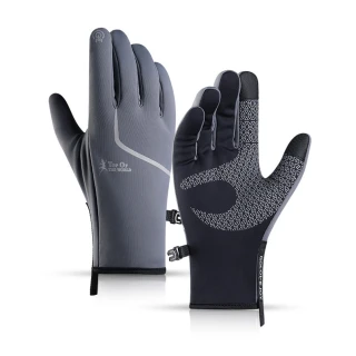【GoPeaks】加絨防寒騎行保暖手套/可觸控防滑彈性手套 灰色XL