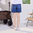 【EDWIN】女裝 東京紅360°迦績 棉彈A字牛仔短褲(石洗綠)
