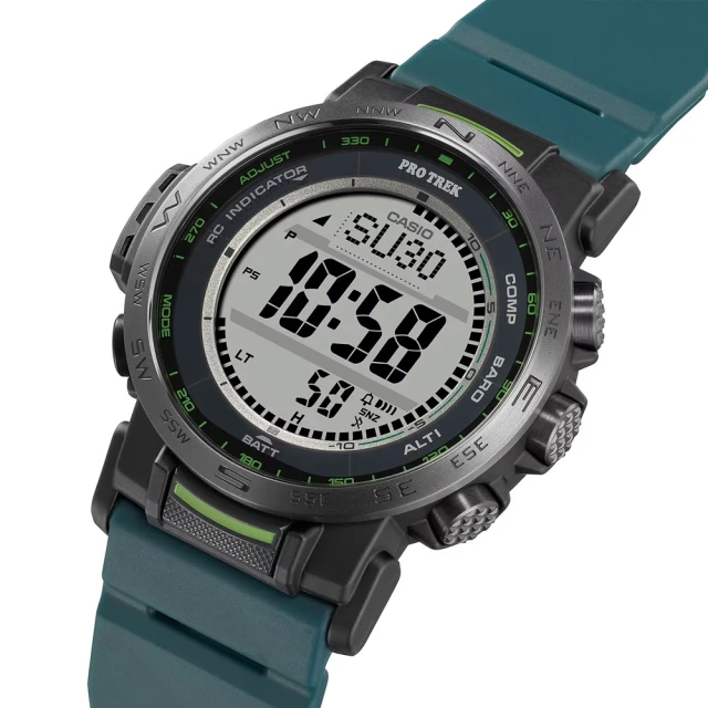 CASIO 卡西歐 PRO TREK 登山錶系列/高度溫度氣壓方位偵測/6局電波接收/44mm/綠(PRW-35Y-3)