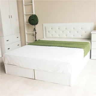 【YUDA 生活美學】黛曼特純白色 房間組4件組  單人3.5尺床頭片+加厚六分床底+床墊+床頭櫃  床架組/床底組