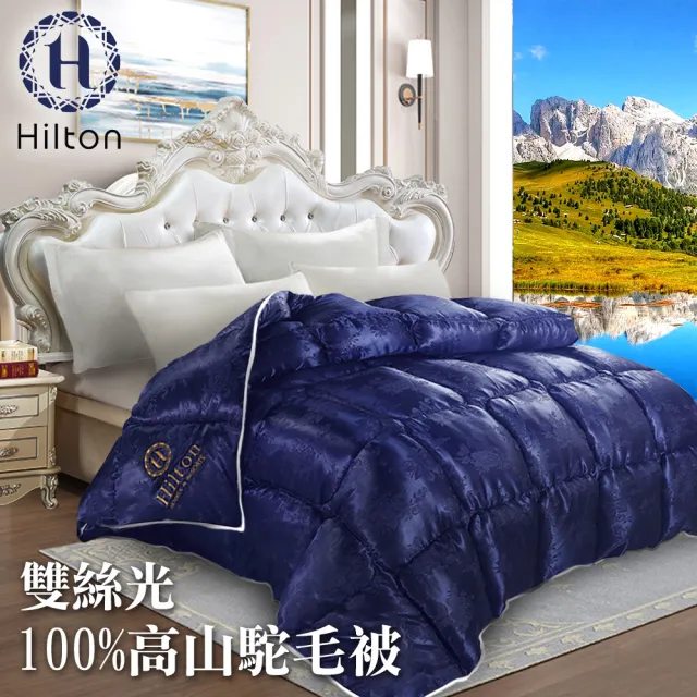 【Hilton 希爾頓】復古時尚雙絲光100%高山駝羊毛被3.5Kg/贈藍色被套/買一送一(被子/棉被/羊毛被/保暖被)