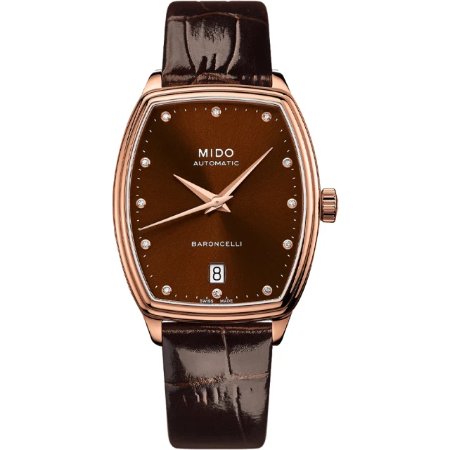 MIDO 美度MIDO 美度 官方授權 Baroncelli 永恆系列真鑽酒桶型機械女錶(M0413073629600)