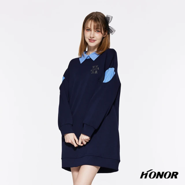 HONOR 山形屋 品牌水鑽翻領雙層袖洋裝