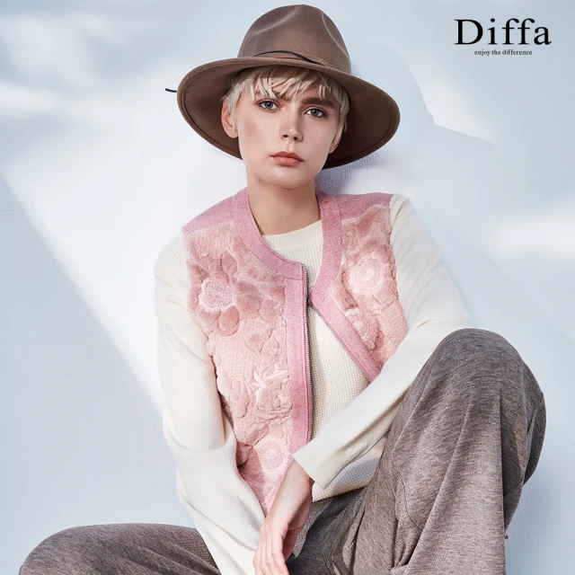 Diffa 歐風皮草面感背心式外套-女