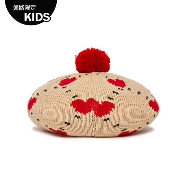 【MLB】童裝 針織貝蕾帽 童帽 Heart系列 紐約洋基隊(7AHTH0326-50BGS)