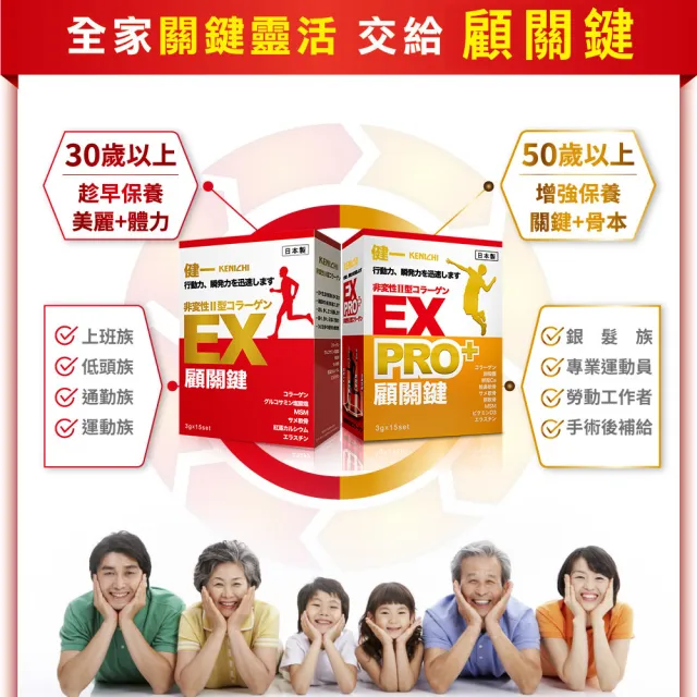 【健一 顧關鍵】日本原裝 非變性二型膠原蛋白_超級關鍵王 經典版x2盒(15包/盒)