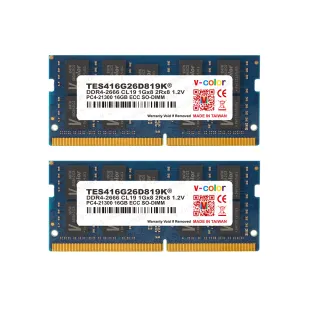 【v-color 全何】DDR4 ECC SO-DIMM 2666 32GB kit 16GBx2(伺服器記憶體)