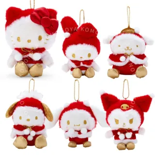 【小禮堂】三麗鷗 絨毛玩偶吊飾 - 聖誕星願 Kitty 美樂蒂 大耳狗(平輸品)