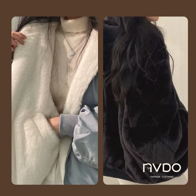 【NVDO】現貨 暖呼呼羊羔絨兩面可穿保暖外套-3色可選(M-2XL/加絨連帽外套/F010/秋冬款)