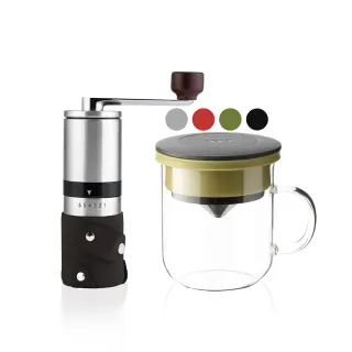 【PO:Selected】手沖咖啡玻璃杯組(不鏽鋼磨芯磨豆機/咖啡杯350ml/多色可選)