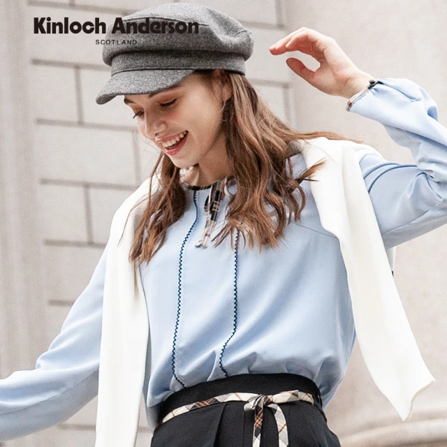 【Kinloch Anderson】圓領氣質綁帶雪紡上衣 金安德森女裝(KA0971011 藍/黑)