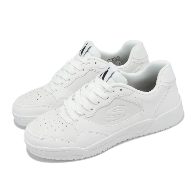 【SKECHERS】休閒鞋 Koopa-Volley Low Varsity 男鞋 白 皮革 記憶鞋墊 小白鞋 運動鞋(183240-WHT)