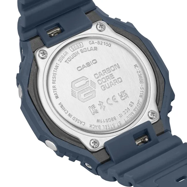 【CASIO 卡西歐】G-SHOCK 農家橡樹 藍牙連線 太陽能八角雙顯腕錶 禮物推薦 畢業禮物(GA-B2100-2A)