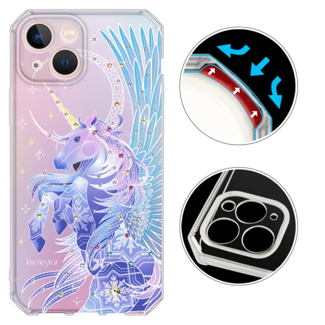 【KnowStar】iPhone 系列 鏡頭全包覆彩鑽防摔魔方軍規手機殼-凜(i16ProMax/i16Plus/i15/i14/i13/i12/i11)