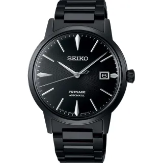 【SEIKO 精工】Presage 黑天鵝絨調酒機械錶-39.5mm 送6入手錶收藏盒(SRPJ15J1/4R35-05E0SD)