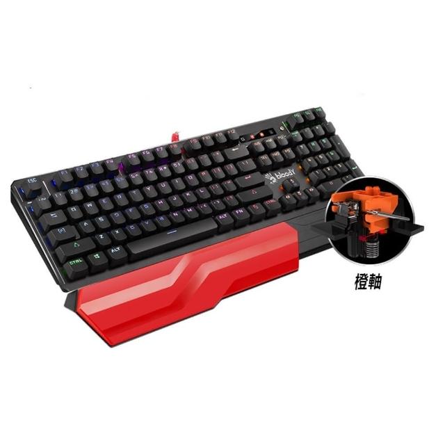 【A4 Bloody 雙飛燕】B975/OR紅外線光感橙軸RGB電競槍聲機械鍵盤(贈血手電競鼠墊B-087S+編程控鍵寶典)