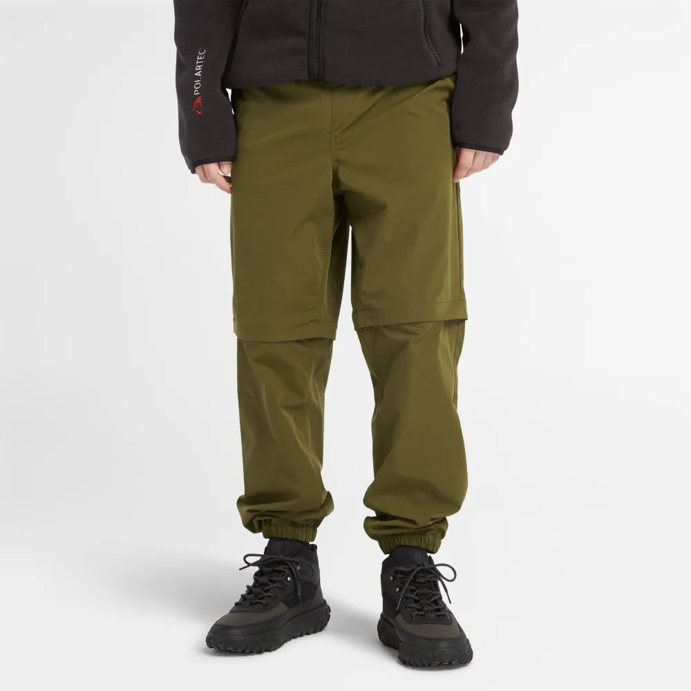 【Timberland】男款深橄欖色防潑水可拆卸式慢跑褲(A6THP302)
