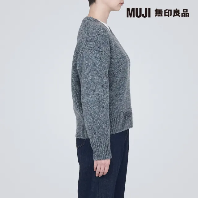 【MUJI 無印良品】女羊毛混氂牛毛混紗V領針織衫(共3色)