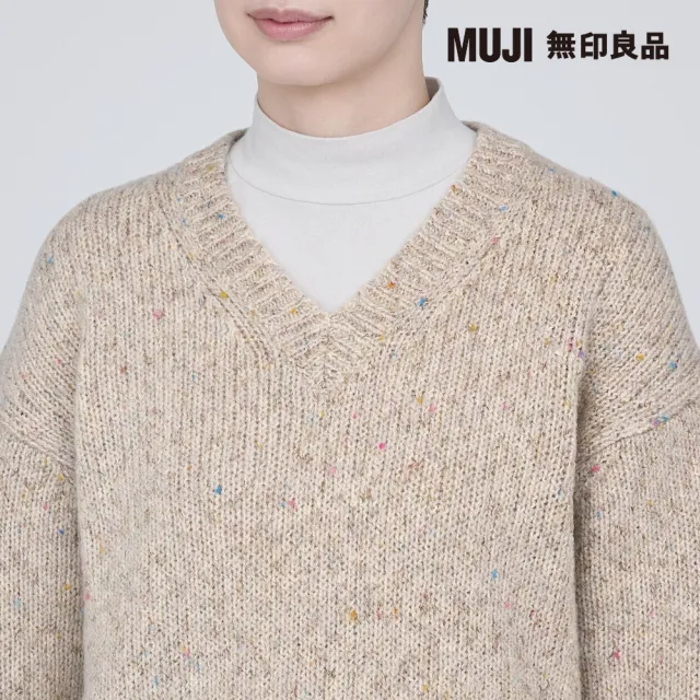 【MUJI 無印良品】女羊毛混氂牛毛混紗V領針織衫(共3色)