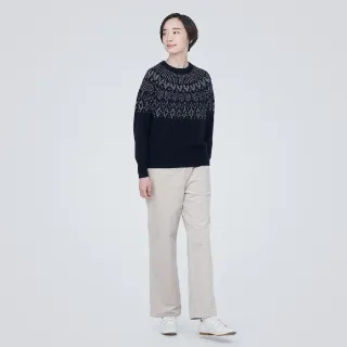 【MUJI 無印良品】女美麗諾羊毛緹花織紋圓領針織衫(共2色)