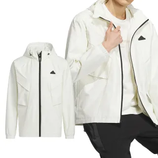 【adidas 愛迪達】TH UTILI WV JKT 男款 白色 運動 戶外 口袋 連帽 外套 IS0452