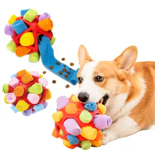 【狗玩具】立體聞嗅彩虹炸炸球(狗狗 寵物用品 嗅覺訓練 益智 發聲解悶 磨牙球 漏食球)