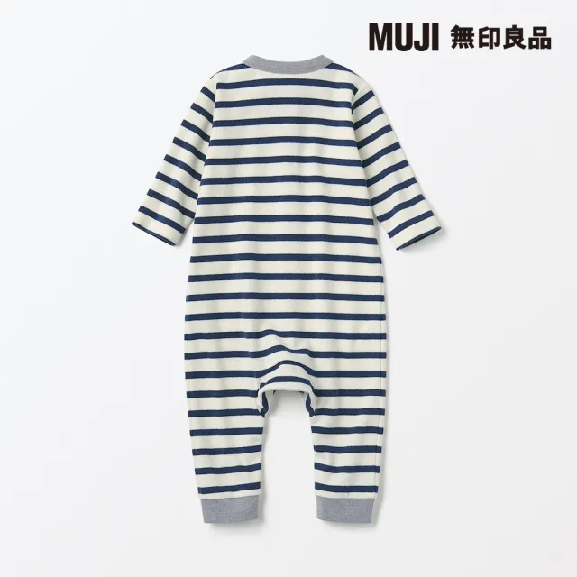 【MUJI 無印良品】新生兒起毛柔滑長袖連身衣(共2色)