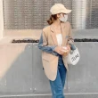 【BBHONEY】韓風牛仔拼接西裝外套(氣質外套)