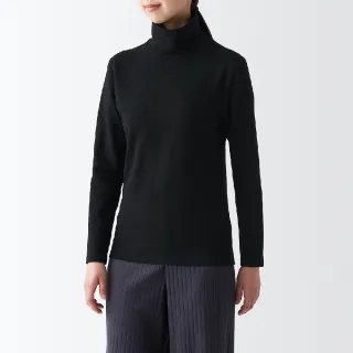 【MUJI 無印良品】女有機棉混保暖厚織高領長袖T恤(共4色)