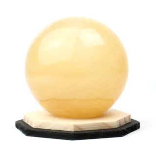 【開運工場】80mm黃冰晶水晶球原木八卦擺飾組