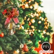 【摩達客】台製聖誕紅金系松果禮物盒3吋三花鐘精緻吊飾-台灣設計工藝