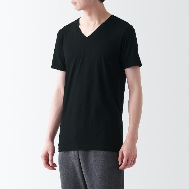 【MUJI 無印良品】男棉混保暖V領短袖T恤(共3色)