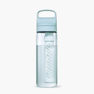 【LifeStraw】Go 提蓋二段式過濾生命淨水瓶 650ml｜淡藍色(濾水瓶 登山 健行 露營 旅遊 急難 求生)