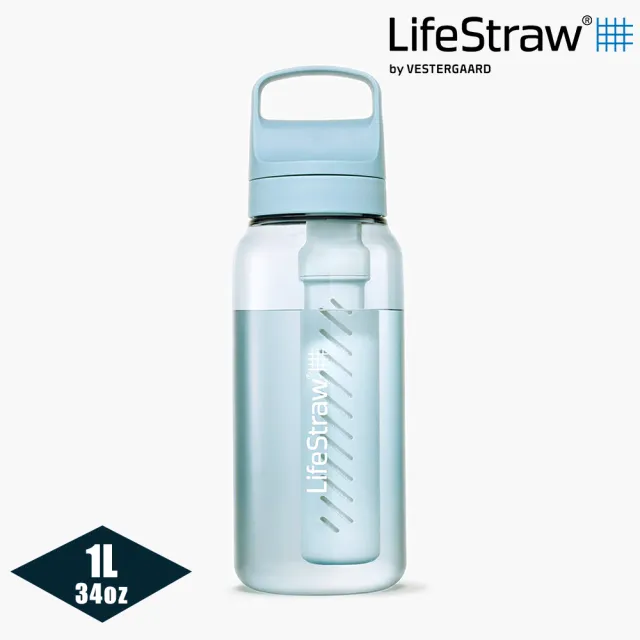 【LifeStraw】Go 提蓋二段式過濾生命淨水瓶 1L|淡藍色(濾水瓶 登山 健行 露營 旅遊 急難 求生)