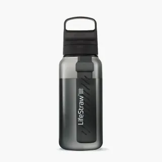 【LifeStraw】Go 提蓋二段式過濾生命淨水瓶 1L｜黑色(濾水瓶 登山 健行 露營 旅遊 急難 求生)