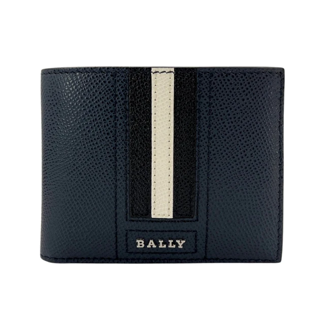 BALLY 經典紅白紅條紋荔枝紋牛皮摺疊包短夾/鑰匙圈禮盒組