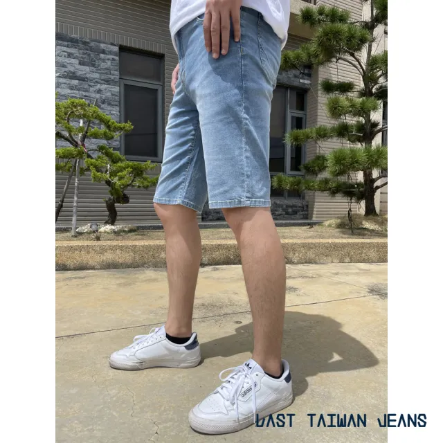 【Last Taiwan Jeans 最後一件台灣牛仔褲】涼感輕薄 大彈力修身牛仔短褲 台灣製造 共2色(深藍/淺藍)
