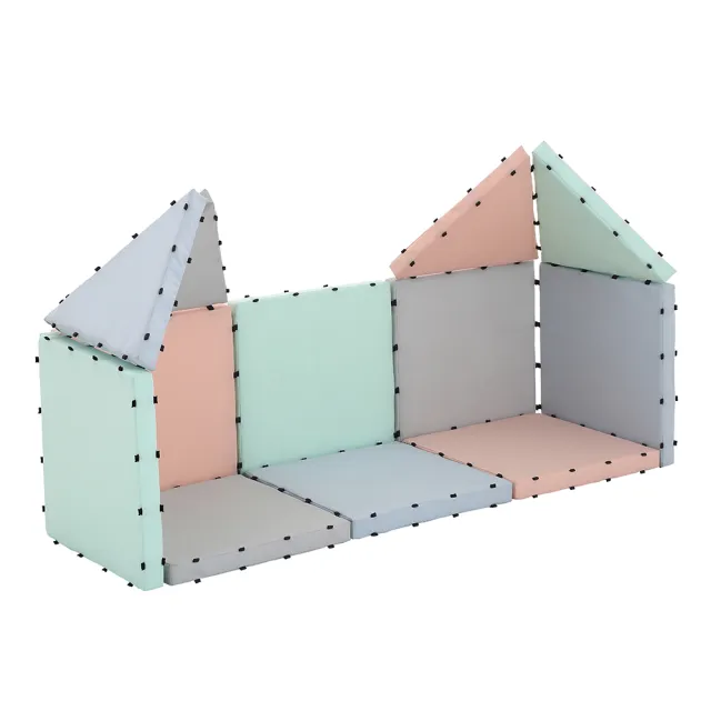 【OUAT孩記得】FunDay 疊疊遊戲墊B組-小正方8片+小三角4片(磁吸遊戲墊 建構式遊戲墊 大型磁力片 遊戲積木)
