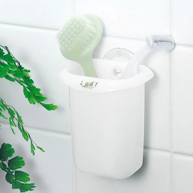寶盒百貨 2入日本製 綠葉吸盤置物盒 牙刷 牙膏架(吸盤 浴