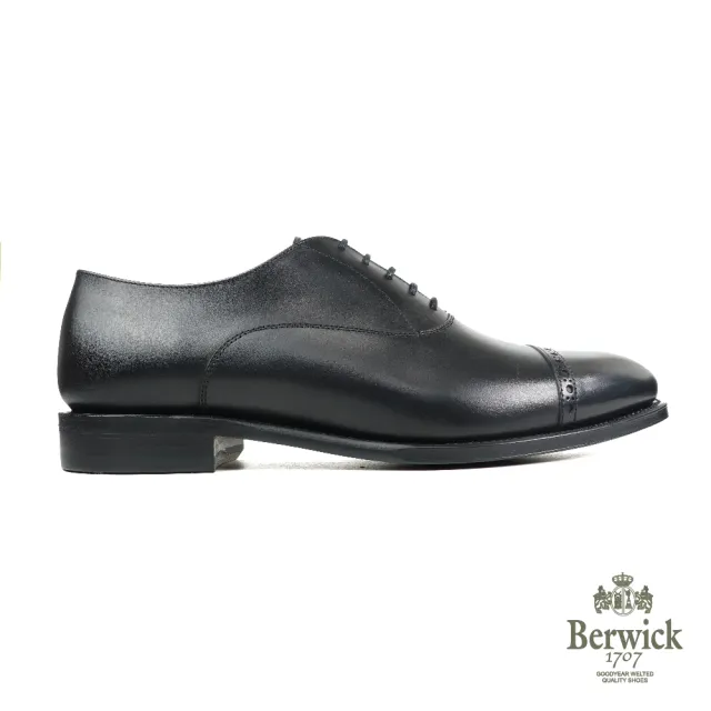 【Berwick】西班牙手工壓線橫飾牛津鞋 黑色(B4472-BL)