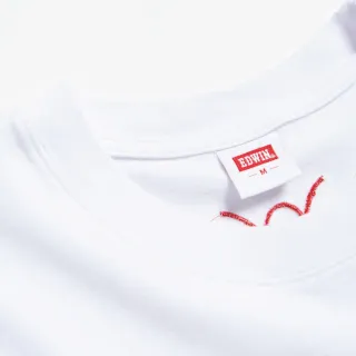 【EDWIN】男裝 寬版立體刺繡LOGO短袖T恤(白色)