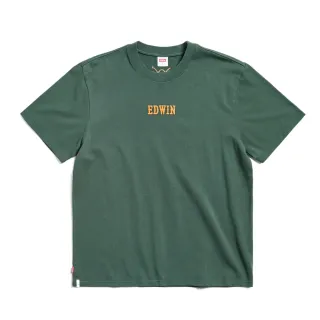 【EDWIN】男裝 寬版立體刺繡LOGO短袖T恤(苔綠色)